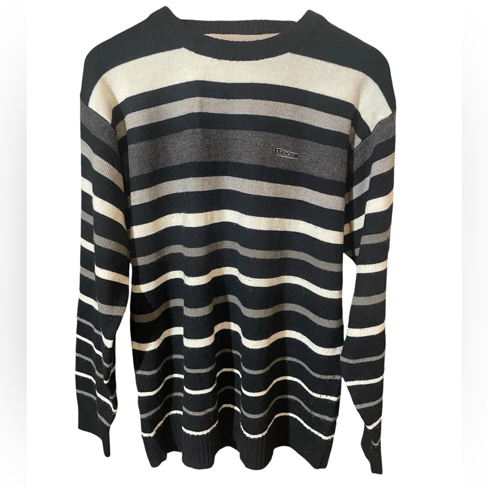 Mecca Striped Sweater – Men’s XL, Black & White Knit Sweater